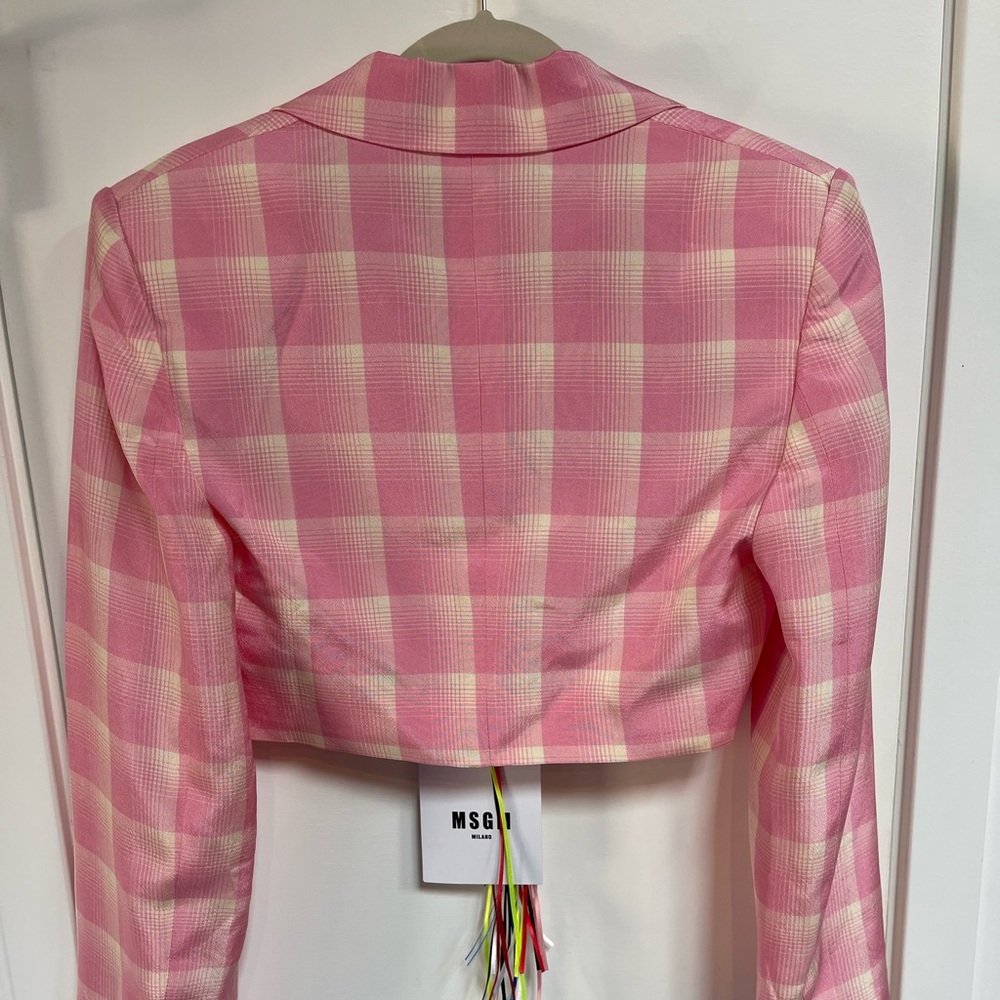 NWT MSGM Milano Pink Checkered Women's Blazer and Shorts Set - Picture 8 of 15